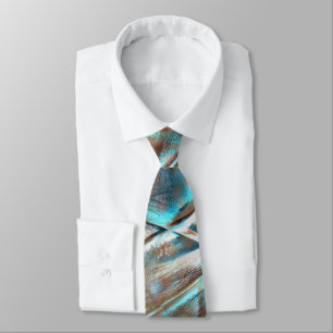 Shiny green & blue flower on pixel drizzle texture tie