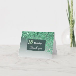 Shiny Green Glitter, 18th Birthday Thank You