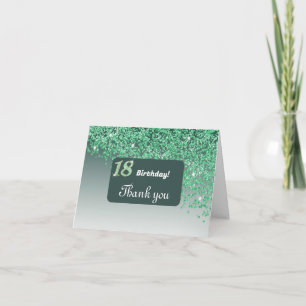 Shiny Green Glitter, 18th Birthday Thank You Card