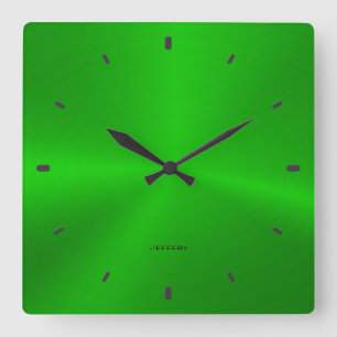 Shiny Green Metallic Texture-Stainless Steel Look Square Wall Clock