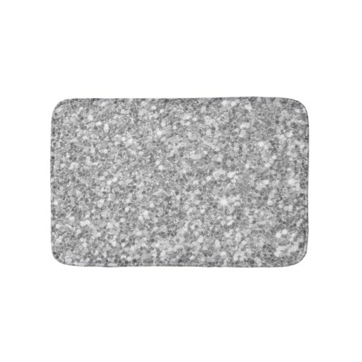 Image of Shiny Grey And White Glitter Bath Mat