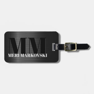 Shiny Grey Carbon Fibre Texture Luggage Tag 5