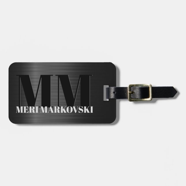 Shiny Grey Carbon Fibre Texture Luggage Tag 5 (Front Horizontal)