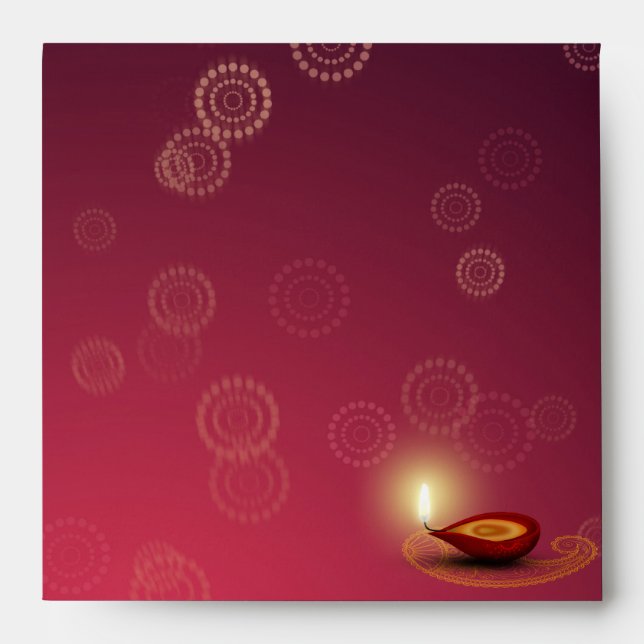 Shiny Happy Diwali Diya - Envelope Square (Front)