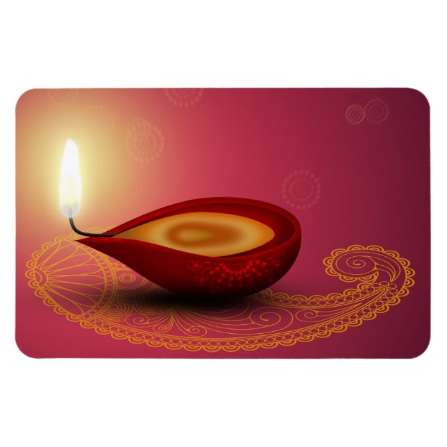 Shiny Happy Diwali Diya - Flexible Magnet (Horizontal)