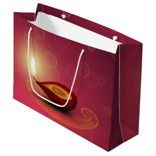 Shiny Happy Diwali Diya - Large Gift Bag