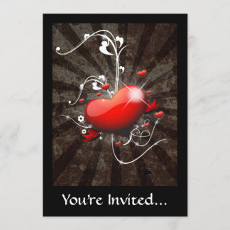 Shiny Heart with Swirly Grunge Background Invitation