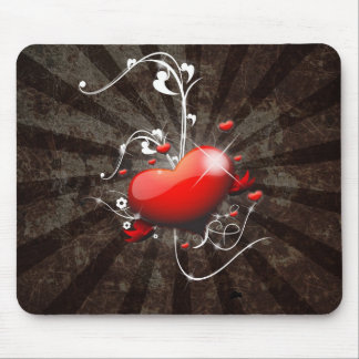 Shiny Heart with Swirly Grunge Background Mouse Mat