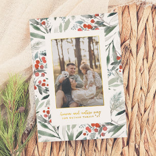 Shiny Heaven & Nature Sing Christmas Photo Foil Holiday Card