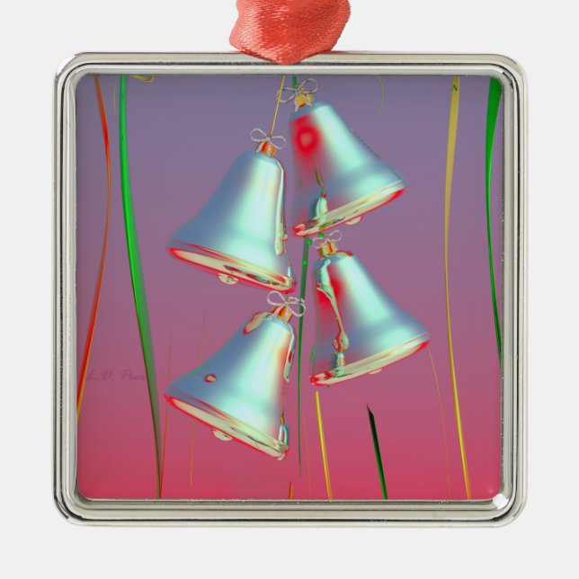 Shiny Holiday Silver Bells Metal Tree Decoration (Front)