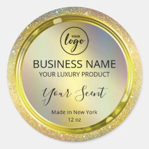 Shiny Holographic Gold Glitter Product Labels