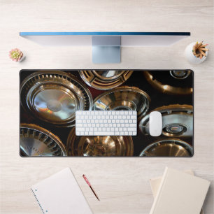 Shiny Hubcaps Art Garage Man Cave Desk Mat Pad
