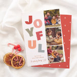 Shiny Joyful Boho Bold Multi 3 Photo Christmas  Foil Holiday Card<br><div class="desc">Add some shine to your Christmas cards with real gold, silver, or rose gold foil! This classic and timeless metallic style is sure to add another level to your cards. A bold and playful Christmas holiday photo card design. The front of the card features a booth-style layout with three custom...</div>
