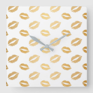 Shiny Kisses Square Wall Clock