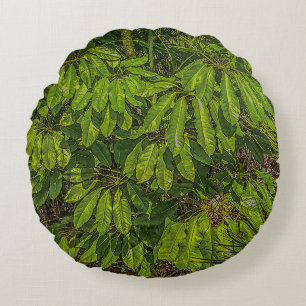 Shiny Leaves in Sunlight  Round Cushion