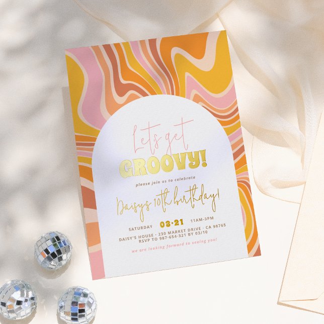Shiny Let's Get Groovy Pink & Orange Girl Birthday (Creator Uploaded)