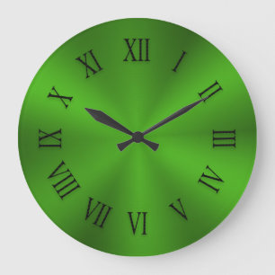 Shiny Lime Green Metallic Clock with Roman Numbers