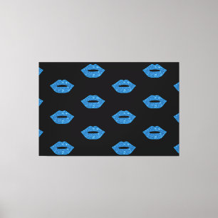 Shiny Lips Blue Kisses Black Makeup Artist Fancy Canvas Print