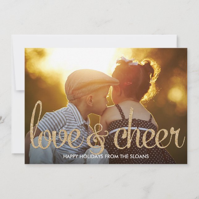 Shiny Love & Cheer Holiday Photo Card (Front)