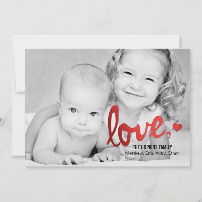 Shiny Love Valentine's Day Photo Cards - Red (Front)