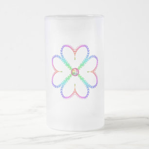 Shiny lucky four-leaf clover frosted glass beer mug