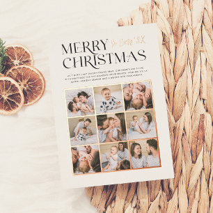 Shiny Merry Moments   Modern Christmas 9 Photo Foil Holiday Card