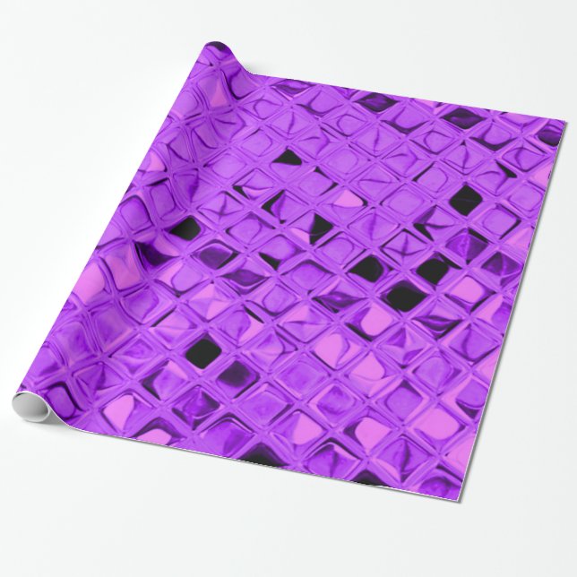 Shiny Metallic Amethyst Purple Diamond Serpentine Wrapping Paper (Unrolled)