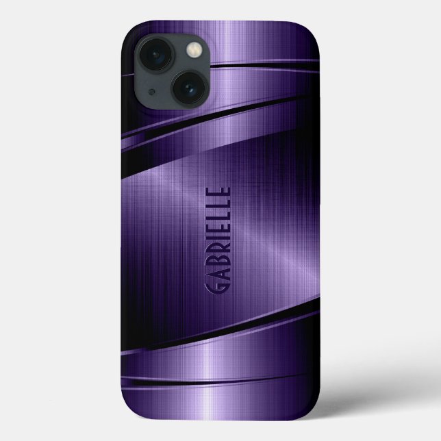 Shiny Metallic Dark Blue Brushed Aluminium Look Case-Mate iPhone Case (Back)