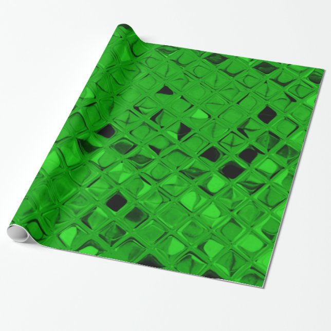 Shiny Metallic Emerald Green Diamond Serpentine Wrapping Paper (Unrolled)