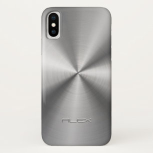 Shiny metallic faux stainless steel iPhone x case