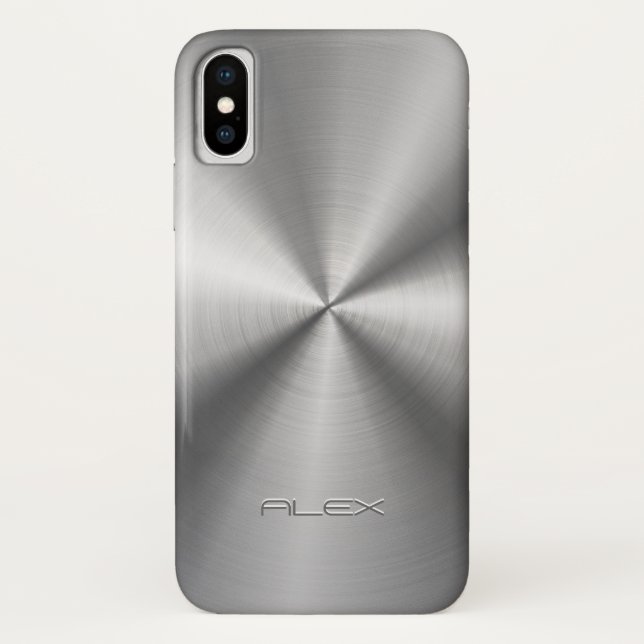 Shiny metallic faux stainless steel Case-Mate iPhone case (Back)