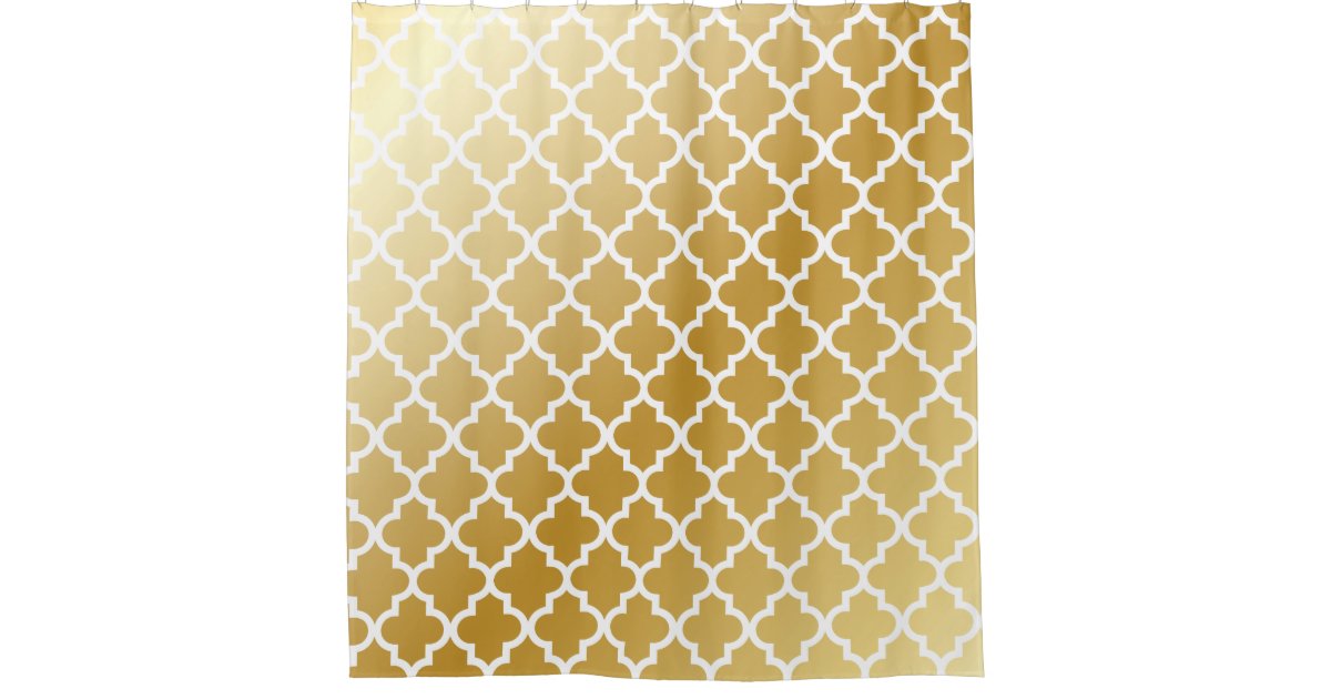 Shiny Metallic Gold Quatrefoil Pattern Shower Curtain Zazzle