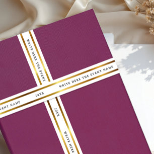 Shiny Metallic Gold White Shimmer With Black Typo Satin Ribbon