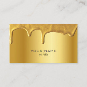 Shiny Metallic Gold with Drips Fancy Business Card