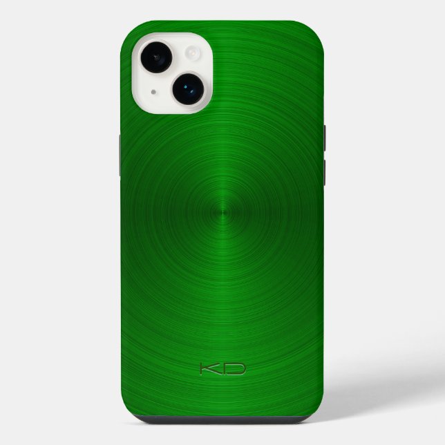 Shiny Metallic Green Texture Stainless Steel Look iPhone Case (Back)