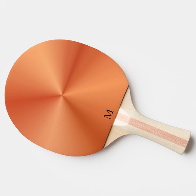 Shiny Metallic Orange Texture Monogram Ping Pong Paddle (Side)