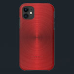 Shiny Metallic Red Design Stainless Steel Look iPhone 11 Case<br><div class="desc">Shiny metallic red design stainless steel look. Customisable and optional monogram. This is an image of metallic background</div>