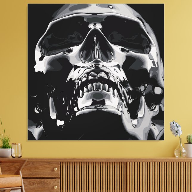 Shiny Metallic Skull Artwork Canvas Print (Insitu(LivingRoom))