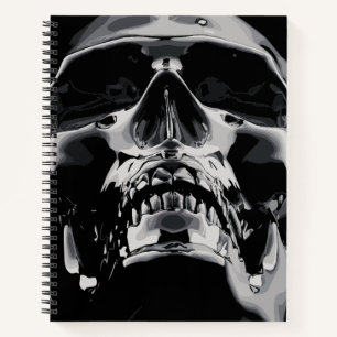 Shiny Metallic Skull Artwork Notebook