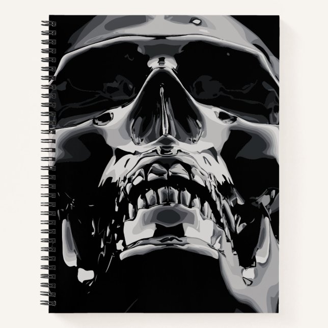 Shiny Metallic Skull Artwork Notebook (Front)
