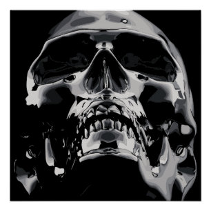 Shiny Metallic Skull Artwork Poster