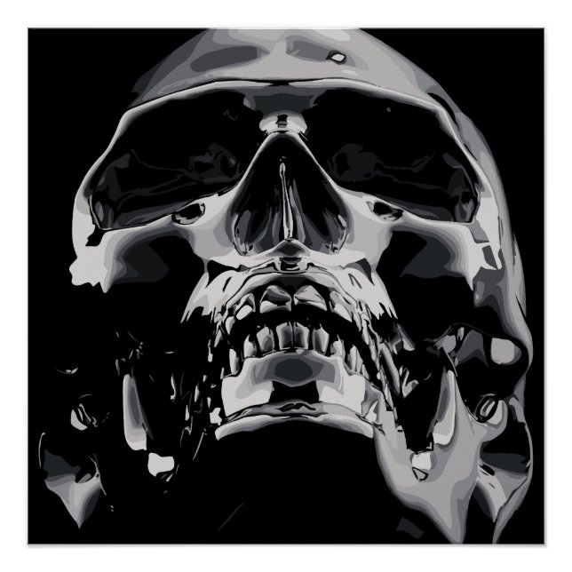 Shiny Metallic Skull Artwork Poster (Front)