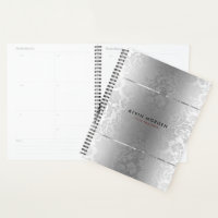 Shiny Metallic Stainless-Steel & Grey Damasks