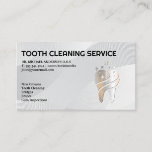 Shiny Metallic Tooth Logo   Dentistry Business Card