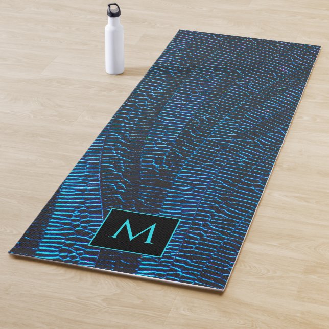 Shiny metallic vibrant blue abstract Monogram Yoga Mat (In Situ)