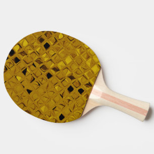 Shiny Metallic Yellow Gold Diamond Faux Serpentine Ping Pong Paddle