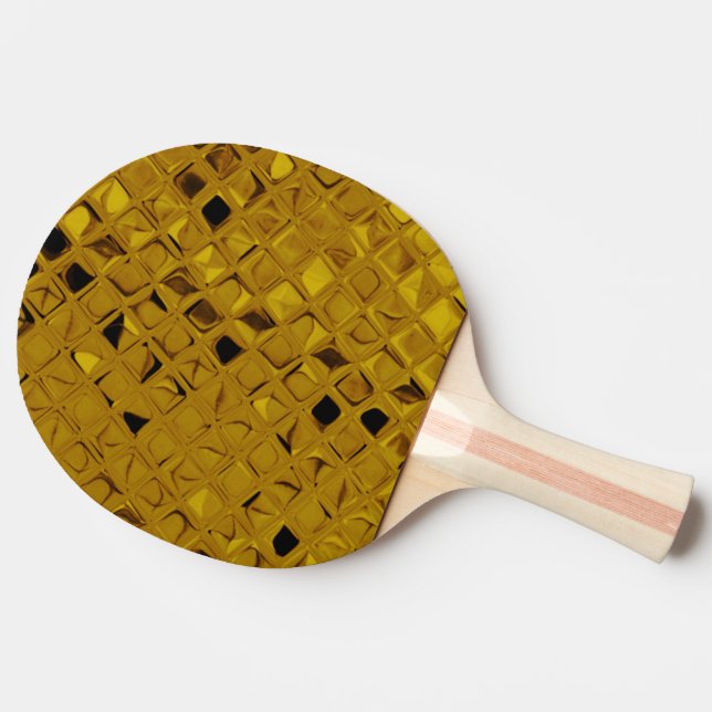 Shiny Metallic Yellow Gold Diamond Faux Serpentine Ping Pong Paddle (Side)