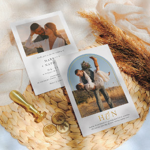 Shiny Minimal Initials Boho Arch 2 Photo Wedding 