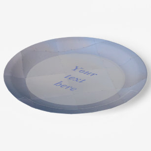 Shiny Modern Chequered Metal Blue any Text Paper Plate