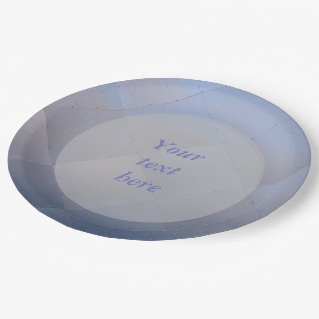 Shiny Modern Chequered Metal Blue any Text Paper Plate (Angled)